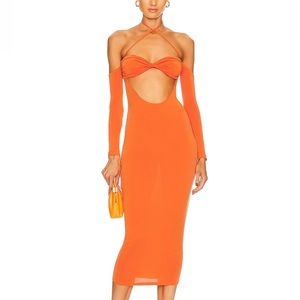 Camila Coelho harmony midi dress in sunset orange